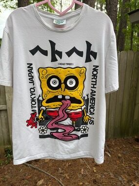 SpongeBob Squarepants White Tee with Yellow & Black Graphic